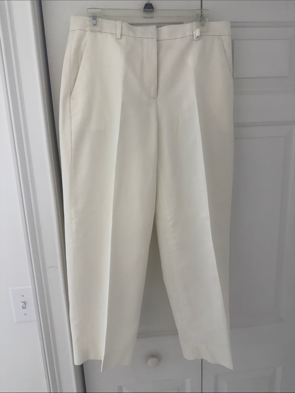 Banana Republic Cream Cropped Lina Linen Pants